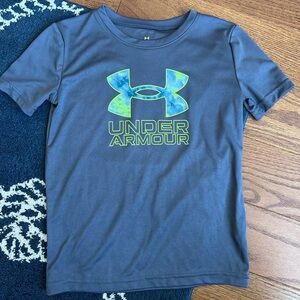 Under Armour Kids Navy and Lime Graphic Tee